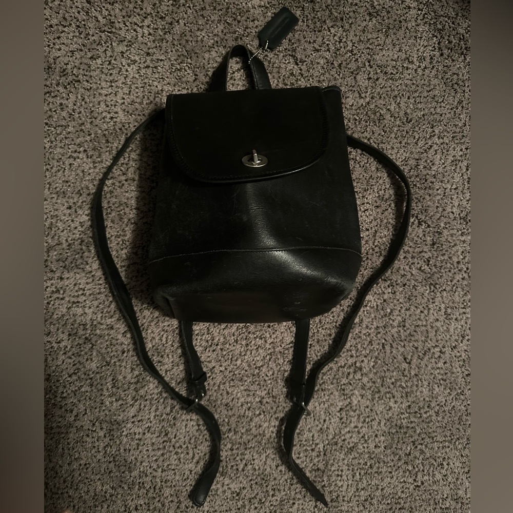 Coach black leather bag